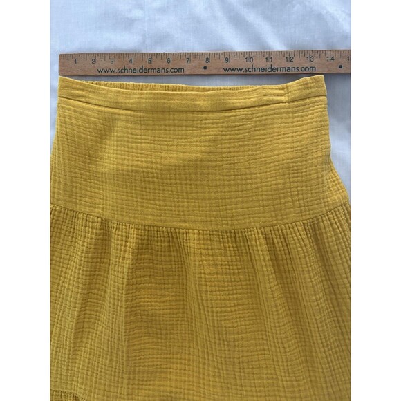 Magaschoni Tiered Skirt Size Small Yellow Organic Gauze Midi Boho Sustainable - Picture 4 of 9